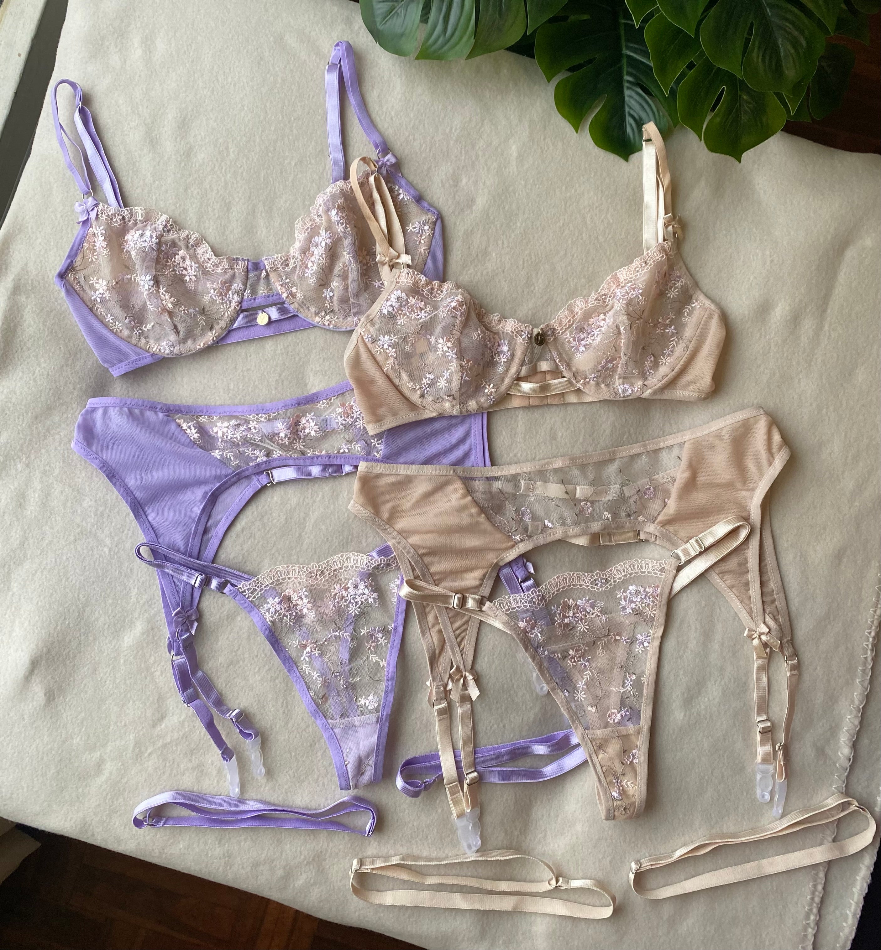 Set Dianne - beige y lila